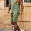 Fashion Solid Due pezzi Abiti da uomo Oneck Top e pantaloncini Completi da uomo Estate senza maniche Casual Semplicità Imposta Streetwear 220705