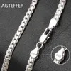 Agteffer S925 Sterling Silver 2 Piece 5mm Full Sideways Chain Necklace Bracelet for Women Men Fashion Jewelry Sets Wedding Gift