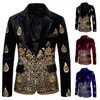 Men's Suits Men's & Blazers Men's Luxury Blazer Costume Stage Jacket Suit Male Velvet Gold Thread Embroidered Dress Nightclub