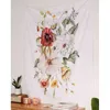 Accueil fleurs tenture murale tapis rose fleur bohème plante impression Boho décor esthétique chambre Tapiz J220804