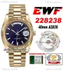 EWF DAG DATUM 40 228238 ETA A2836 Automatisk herrklocka gul guld r￤fflad svart texturerad stick urtavla Presidentialarmband Samma seriekort Super Edition Puretime B2