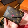 New Top quality women original box purses luxury real leather multicolor short wallet Card holder classic zipper pocket designer wallets