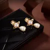 Three pearls hanging Celebrity Female Earrings Stud Western Queen Planet star aura High Quality Luxury Jewelry Women Saturn Earring Designer Jewelry Gifts ER568