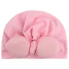 Caps & Hats Cartoon Bowknot Baby Turban Hat Solid Color Soft Cotton Kids Beanie Elastic Girl Boy Born Bonnet CapsCaps