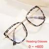 Sunglasses Fashion Ladies Reading Glasses Spring Hinge Presbyopic Readers Eyeglasses Leopard Cat Eye Blue Light Filter Frame 3.5Sunglasses