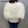 Womens Real Ostrich Feather Ponchos Natural Fur Wedding Bride Shawls Turkey Feather Capes S4645 220822