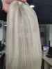 Neu im Angebot: Blonde Netzbasis-Echthaar-Topper mit handgebundenen Netzbasis-Clips in Teilen für dünner werdende Frauen