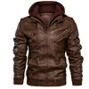 Giacca da moto in pelle da uomo Autunno Inverno Moda Giacca a vento Homme Capispalla con cappuccio Caldo Biker PU Giubbotti Taglia EU 3XL 220822