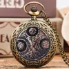 Pocket Watches Classic Bronze Quartz Watch Exquisite Pattern Display Necklace Men Women Antique Clock With Sweater ChainPocket