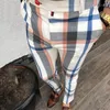 Męskie spodnie męskie Jogger Business Fashion Sports Gym Plaid Zip Trening Hip Hop Track Mode