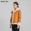 Kadın Shearling Ceket Orijinal Deri Ceket Sıcak Gerçek Yün Ceket Çift Yüz Bikter Ceket S3628 220822