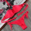 Kvinnors badkl￤der underwire Bras Push Up Bikini Set Scrunch Bupush Size Baddr￤kt Kvinnor Bandage Halter Bikinis Sexig Biquini Beach Xlwomen's