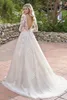 Rustykalna koronkowa wiejska suknia ślubna Seksowne bez pleców aplikacje Linia długie rękawy ślubne suknie ślubne