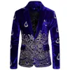 Men's Suits Men's & Blazers Men's Luxury Blazer Costume Stage Jacket Suit Male Velvet Gold Thread Embroidered Dress Nightclub