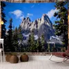 Alpine Snow Scene Tapestry Natural Landscape Oil Paint Psychedelic Forest Bohemian Wall Hanging Artist Home Decor J220804