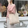 Sacs de soirée coton tissé sac à main Simple grande capacité couleur unie épaule japonais coréen automne hiver laine tricoté sac femme Casu