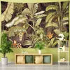 In Flower Tropical Plant Leaves Teppich Wandbehang Bohemian Hippie Witchcraft Tapiz Home Dormitory Decor J220804