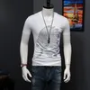 T-shirts pour hommes Folk Gothic Summer Hommes Manches courtes O-Cou Diamants Mode Slim Fit Plus Taille M-4XL Mâle Casual StreetwearMen's
