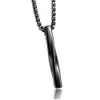 2022 New Fashion Black Rectangle Pendant Necklace Men Trendy Simple Stainless Steel Chain Jewelry Gift