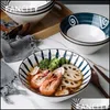 Bols Ramen Bol Ménage Grande Nouilles Peinte À La Main En Céramique Soupe Drop Livraison 2021 Maison Jardin Cuisine Bar À Manger Dînerwa Yydhhome Dh6V7