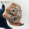 Clusterringe Sindlan 5pcs Punk Silber Farbe Poker Ring für Frauen Y2K Billard Flame Set Emo Paar Mode Schmuck Fremde Dinge