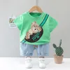 Infant Clothes Sets Summer Children's Wear Boys Girls Casual Cotton T Shirt And Denim shorts 2pcOutfit Toddler Costume Kids Clothing 1398 D3