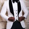 Qualität Kostüm Groomsmen Schal Revers Smoking Rot Weiß Schwarz Männer Anzüge Hochzeit Mann Blazer Jacke Hosen Krawatte Weste 220822