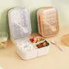 Diny Sets tarwe stro lunchbox grote capaciteit 3-compartiment containers voor kantoorschool magnetron bento boxdinnerware dinerWaredinn