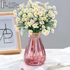 Décoratif Fleurs Couronnes Bouquet Mignon En Plastique Marguerite Fleur Artificielle DIY Mariage Longue Branche Faux Plantes Maison Chambre Table DécorationDeco