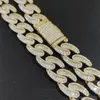 15 mm Hip Hop t Cubic Zirkonia Tennis Cuban Chain 18K Real Gold Planed Męski naszyjnik 279Z