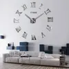 벽시계 로마 숫자 시계 대형 시계 Horloge 3D DIY 아크릴 미러 스티커 쿼츠 Duvar Saat Klock Modern Mutewall