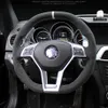 För Benz C63 AMG CLA45 CLS63 AMG ML63 GLE63 Handstygn Anti-Slip Black Suede Diy Steering Wheel Cover234Z163o