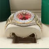 Full diamond red dial President Watch 128238 Sapphire Big Diamond Bezel 43mm gold men automatic mechanical Wrist watches With Original Box