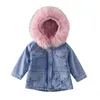 Fille Jeans et veste en velours automne hiver bébé veste matelassée en coton avec col en laine épaisse