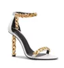 Summer Women Heels Sandals Shoes Chain-link Strappy Leather Lady High-heeled Party Wedding