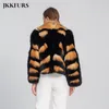 Winter Luxury Real Fur Coat Big Collar Full Pelt Genuine Natural Fur Jackets Thick Warm Lady Outwear S3599B 220822
