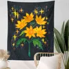 Tapisserie psychédélique ciel étoilé fleur plante décoration murale tapis Hippie Boho décor à la maison murale Tapiz J220804