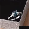 Solitaire Ring Trendy Aquamarine 925 Sterling Sier Wedding Engagement Rings For Women Blue Sapphire Natural Luxury Jewelry D Yydhhome Dha0N