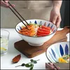 Bowls Japanese Household Ceramic Noodle Bowl Large Single Hat Underglaze Craft Tableware Kitchen Supplies Products Drop Deli Yydhhome Dhiau