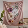 Accueil fleurs tenture murale tapis rose fleur bohème plante impression Boho décor esthétique chambre Tapiz J220804