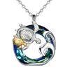 Collier arbre de vie dauphin/pie/éléphant/tortue/pingouin collier cercle multicolore cristal pendentif famille bijoux