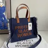 Sac fourre-tout de grande capacité à la mode, sac en Denim brodé avec lettres d'automne pour femmes