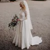 Col haut crêpe minimaliste bouton robe de mariée bohème dos ouvert manches longues colonne serré plage temple robes de mariée