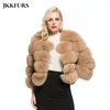 Womens Fur Faux Chegadas Real Natural Casacos Inverno Grosso Quente Genuíno Moda Crop Jacket S1796 220829