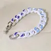 Luxusschmuck Armbänder Halsketten Kette Herren Frauen Mode gravierte Blumenfarbe kugelkubanische Verbindung Edelstahlliebhaber Geschenk