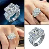 Con piedras laterales Anillo de lujo Moissanite de imitación Anillos de diamantes Oro blanco Sier Wedding Drop Delivery 2021 Joyería Yydhhome Dhcz8