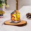 Christmas Resin Village with LED Light Xmas Tiny Glowing Snow House Ornament Gift