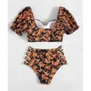 Traje de baño para mujer Conjunto de bikini de cintura alta 2022 Buble S Manga Traje de baño Mujeres Sexy Bikinis Arco Traje de baño Ropa de playa BiquiniMujeres