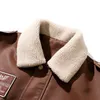 6xl plus size masculino marca de outono vintage clássico lã quente lã de bombardeiro casaco de couro para homens roupas casuais jaqueta de couro 220822