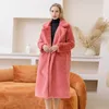 Women Winter Warm Faux Fur Coat Thick Long Turn Down Collar Casaco Feminino 220822